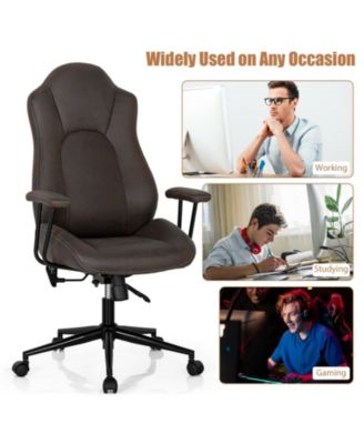 High Adjustable Back Executive Office Chair with Armrest-Brown