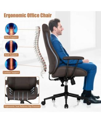 High Adjustable Back Executive Office Chair with Armrest-Brown