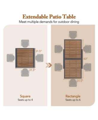 31.5-63 Inches Extendable Patio Table for 4-6 People