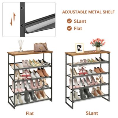 5-Tier Shoe Rack Free Standing Shoe Rack Organizer with Metal Mesh Shelves