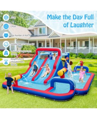 Inflatable Bounce House with 2 Water Slides and 3 Water Cannons With 680W Blower