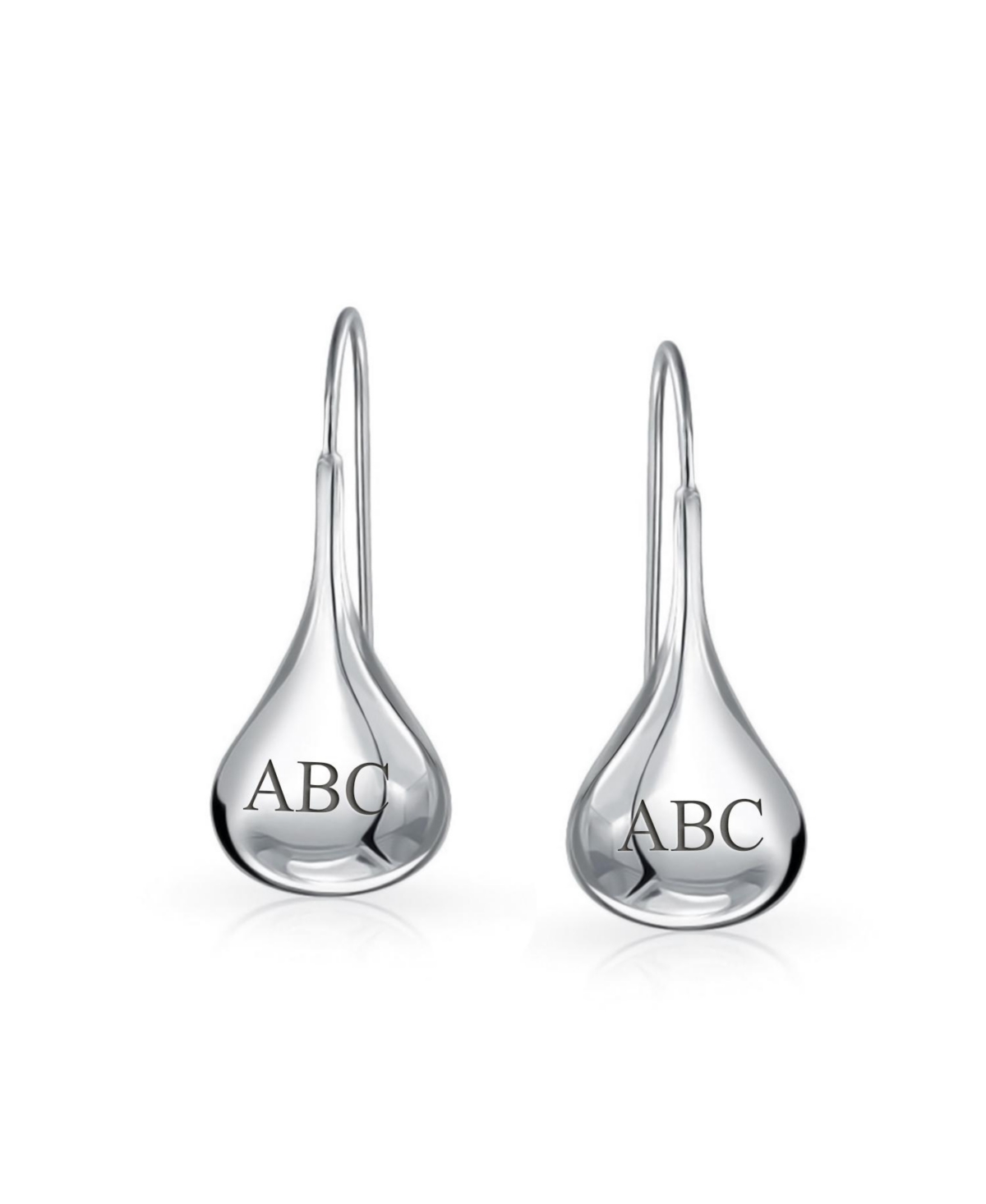 Bling Jewelry Simple Plain Puffed Teardrop Pear Shaped Rain Drop Earrings Fishhook Threader Polish Sterling Silver Inch