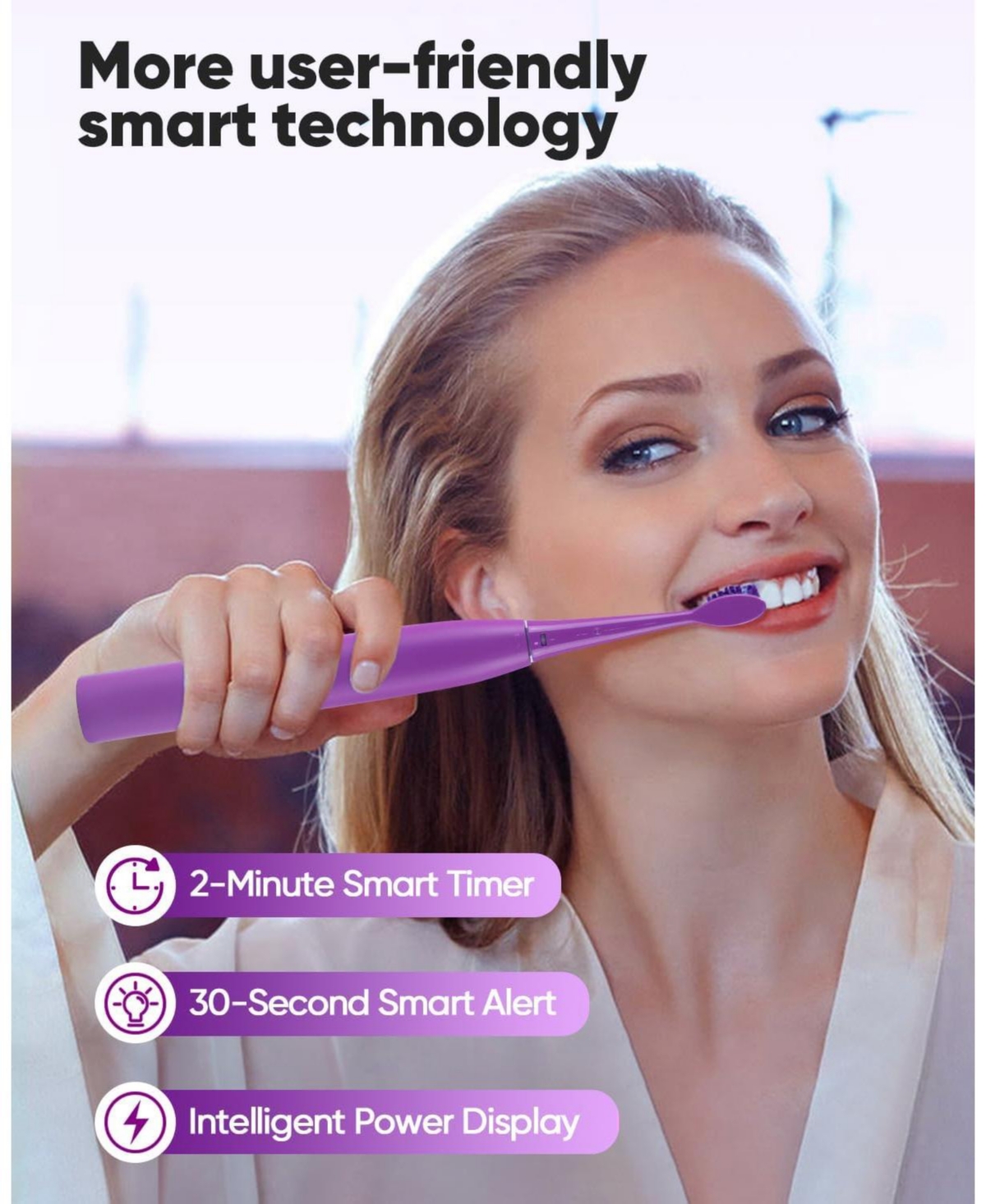 MySmile DY156 Sonic Electric Toothbrush for Adults, Rechargeable Battery Toothbrush Portable with 3 Brush Heads, 2 Mins 5 Modes Smart Timer, 45000VPM