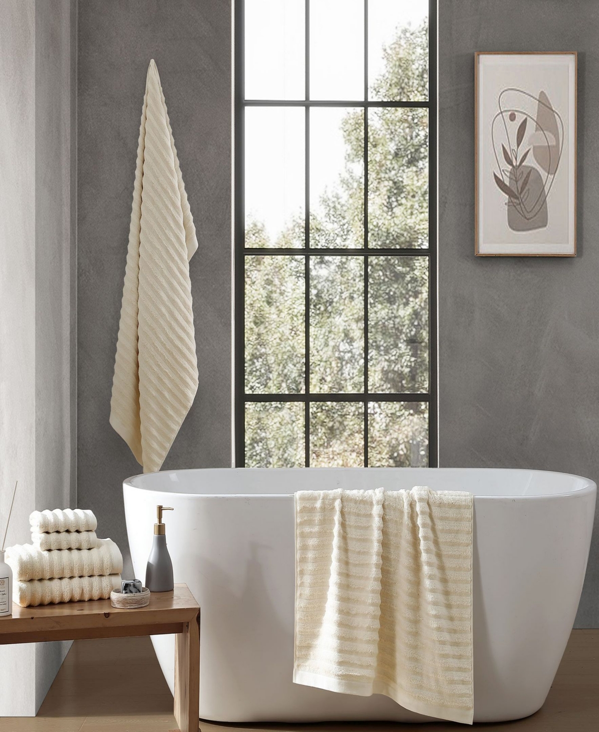 Sunday Citizen Cotton Ribbed Towel Set In Cream