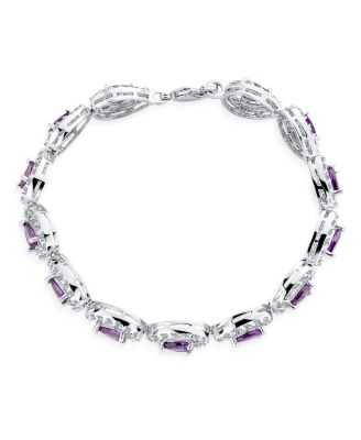 Cocktail Party Estate Statement Halo Teardrop CZ Purple Bracelet Prom s 7 Inch