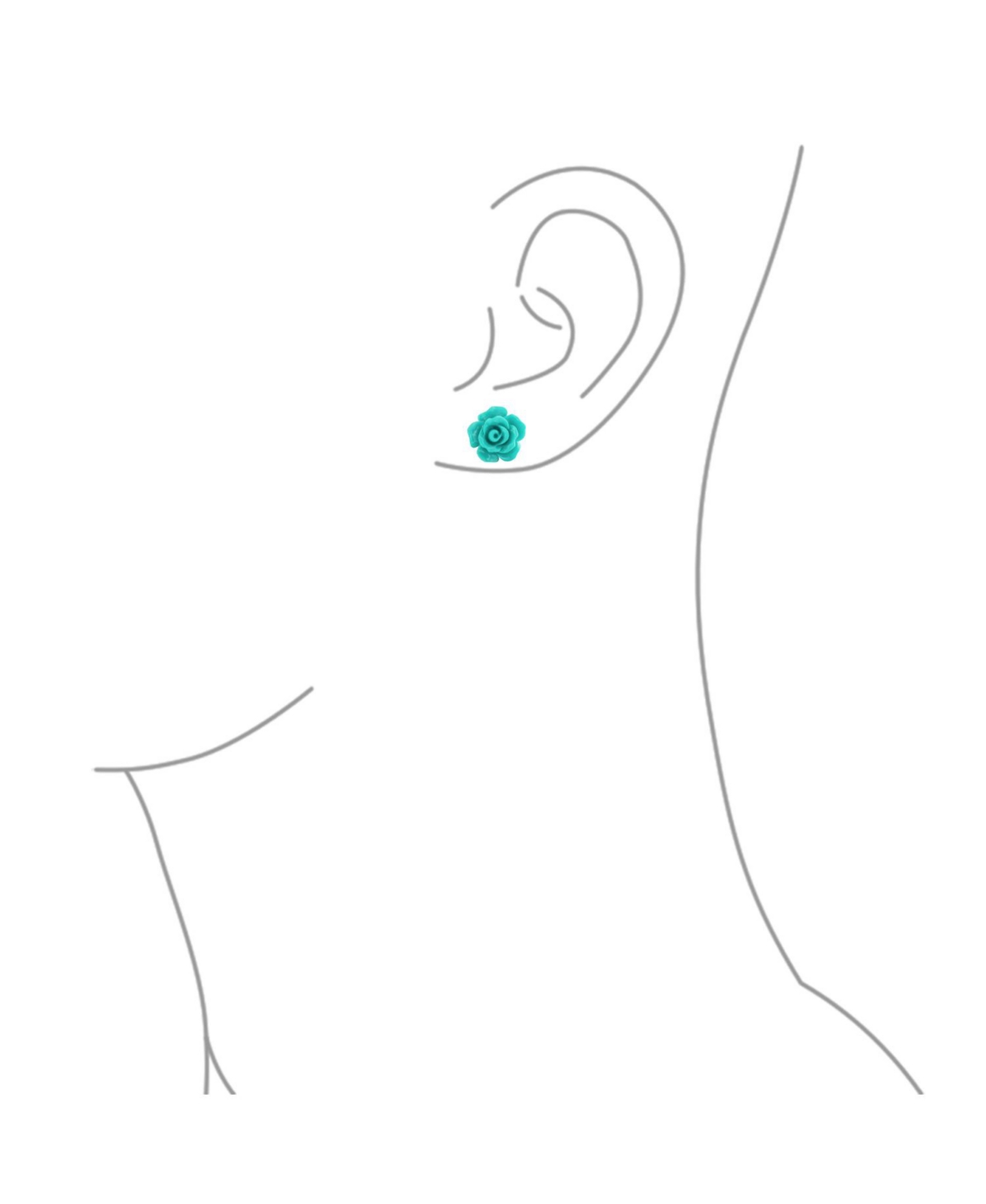 Bling Jewelry Set of 3 Delicate Floral Blooming 3D carved Red Blue Coral Rose Flower Stud Earrings For Women For For Mother Silver Plated
