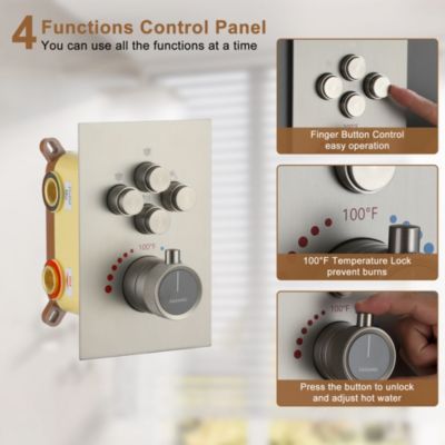 Single Handle 1-Spray Thermostatic 4-function Shower Faucet