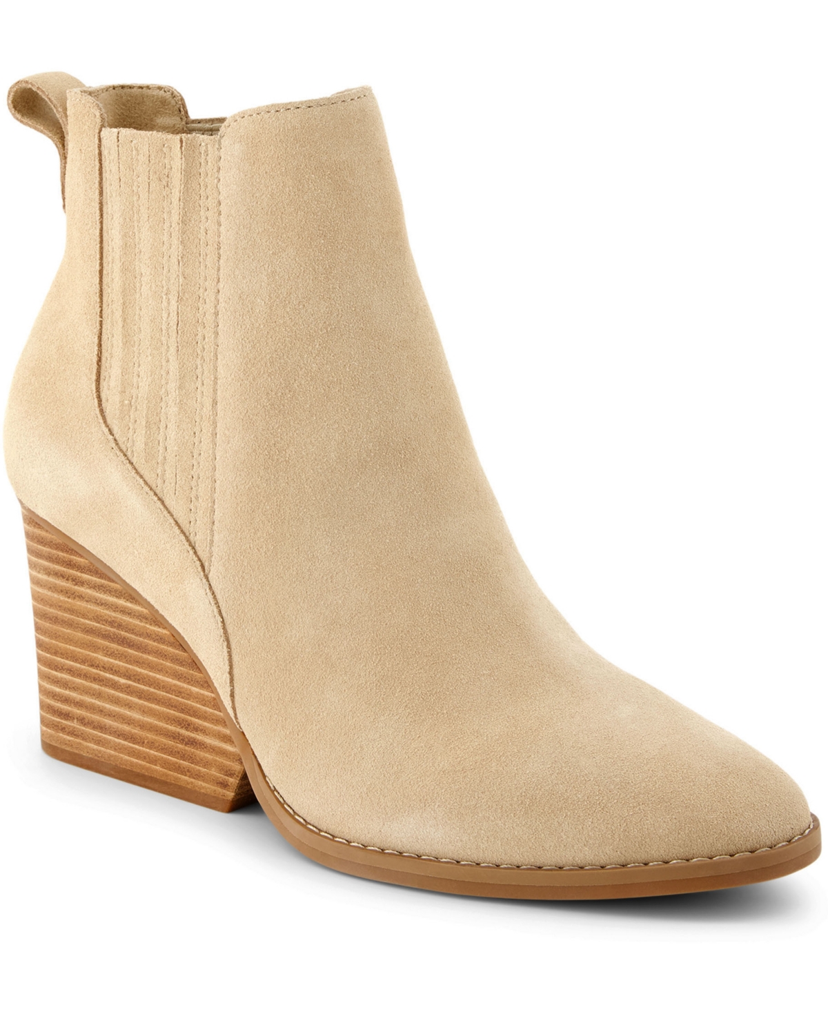 Shop Toms Women's Noa Suede Pull On Wedge Bootie In Natural Suede