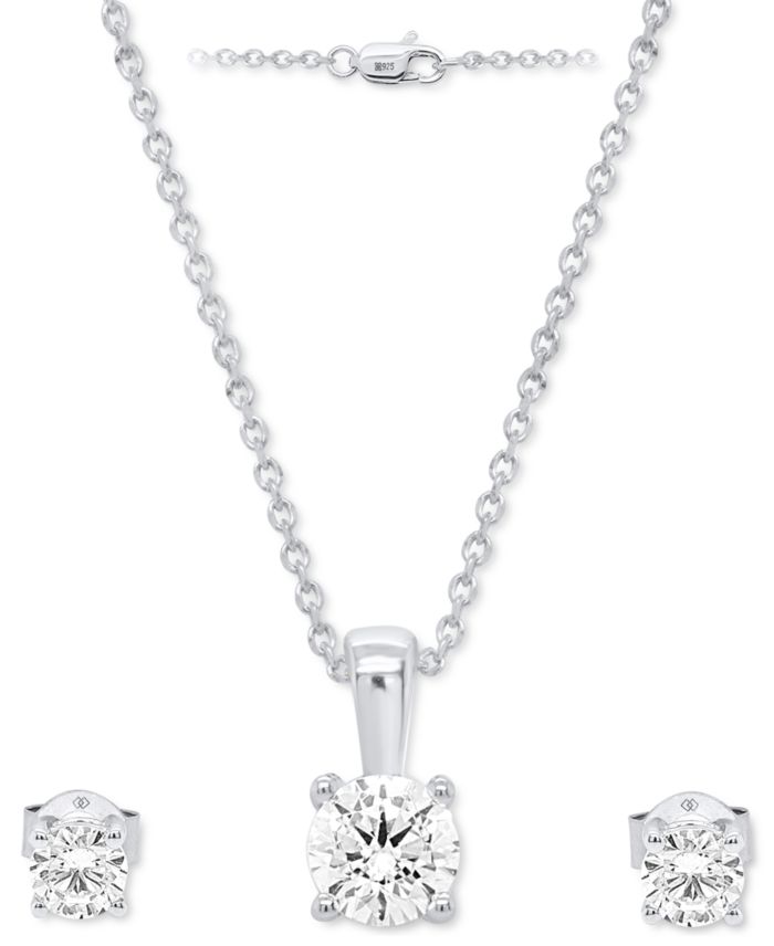Forever Grown Diamonds 2-Pc. Set Lab Grown Diamond Pendant Necklace &