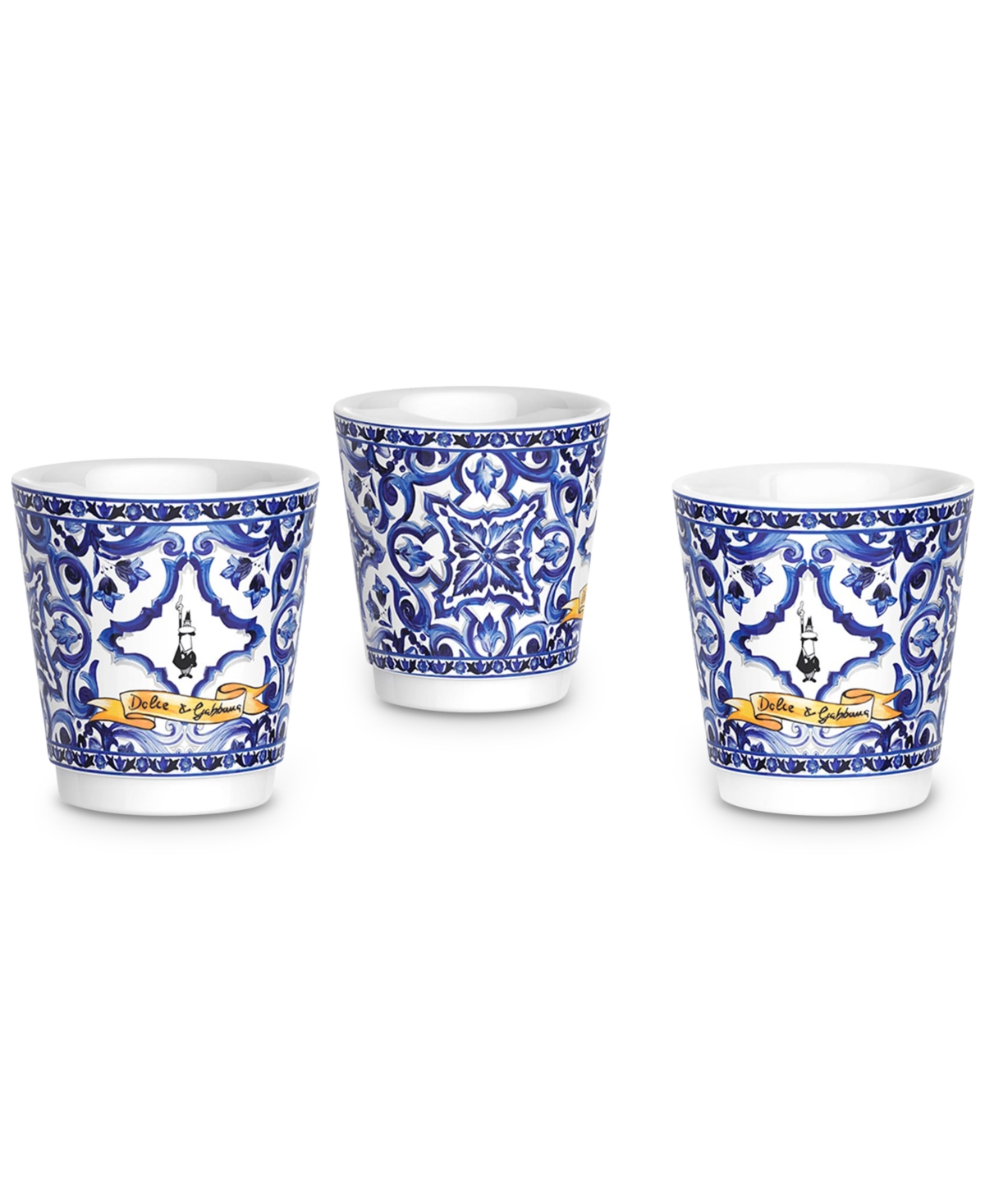BIALETTI DOLCE & GABANNA MOKA SET WITH 3 CUPS AND SILVER-TONE STIRRERS 