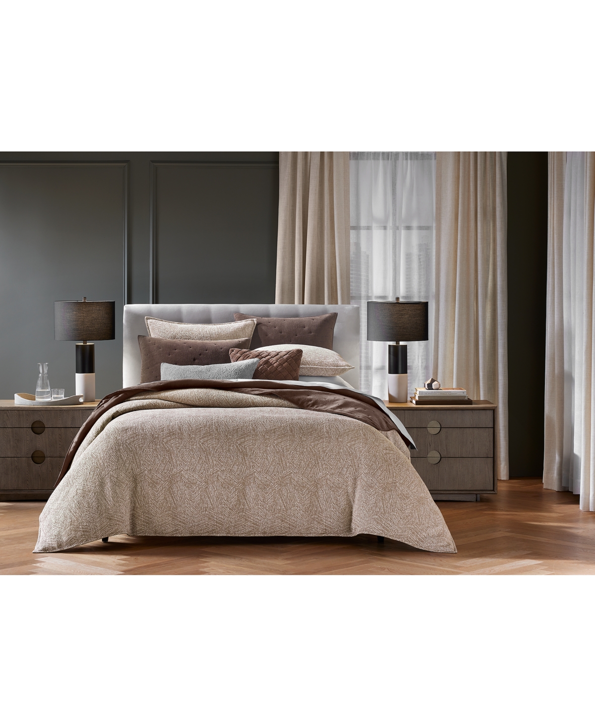 HOTEL COLLECTION WOODGRAIN 3-PC. DUVET COVER SET, FULL/QUEEN, EXCLUSIVELY AT MACY'S 