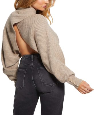 GUESS Women's Cross-Back Rib-Knit Toki Shrug Sweater - Macy's