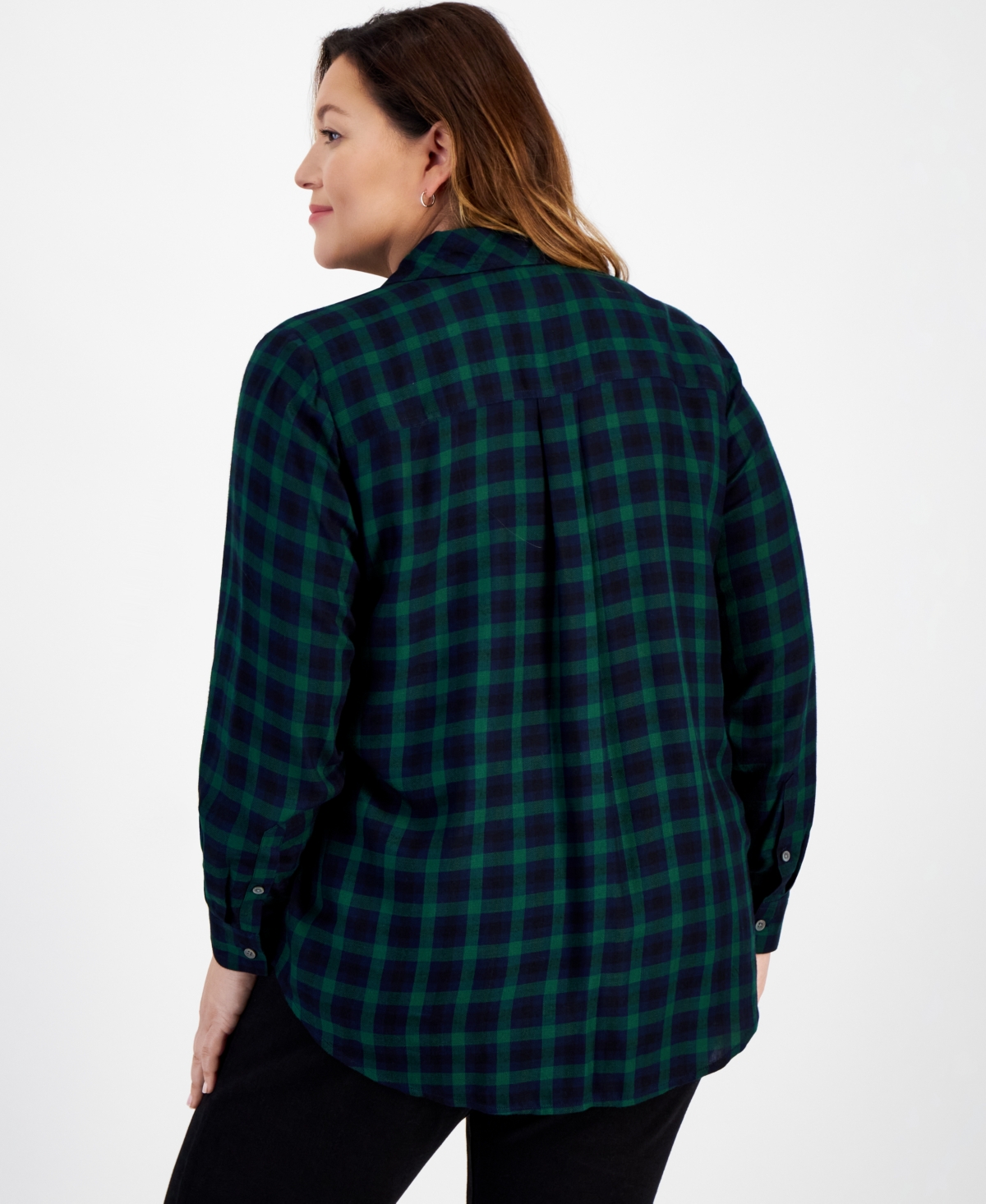 Style & Co Plus Size Perfect Plaid Long-Sleeve Shirt, Created for Macy's