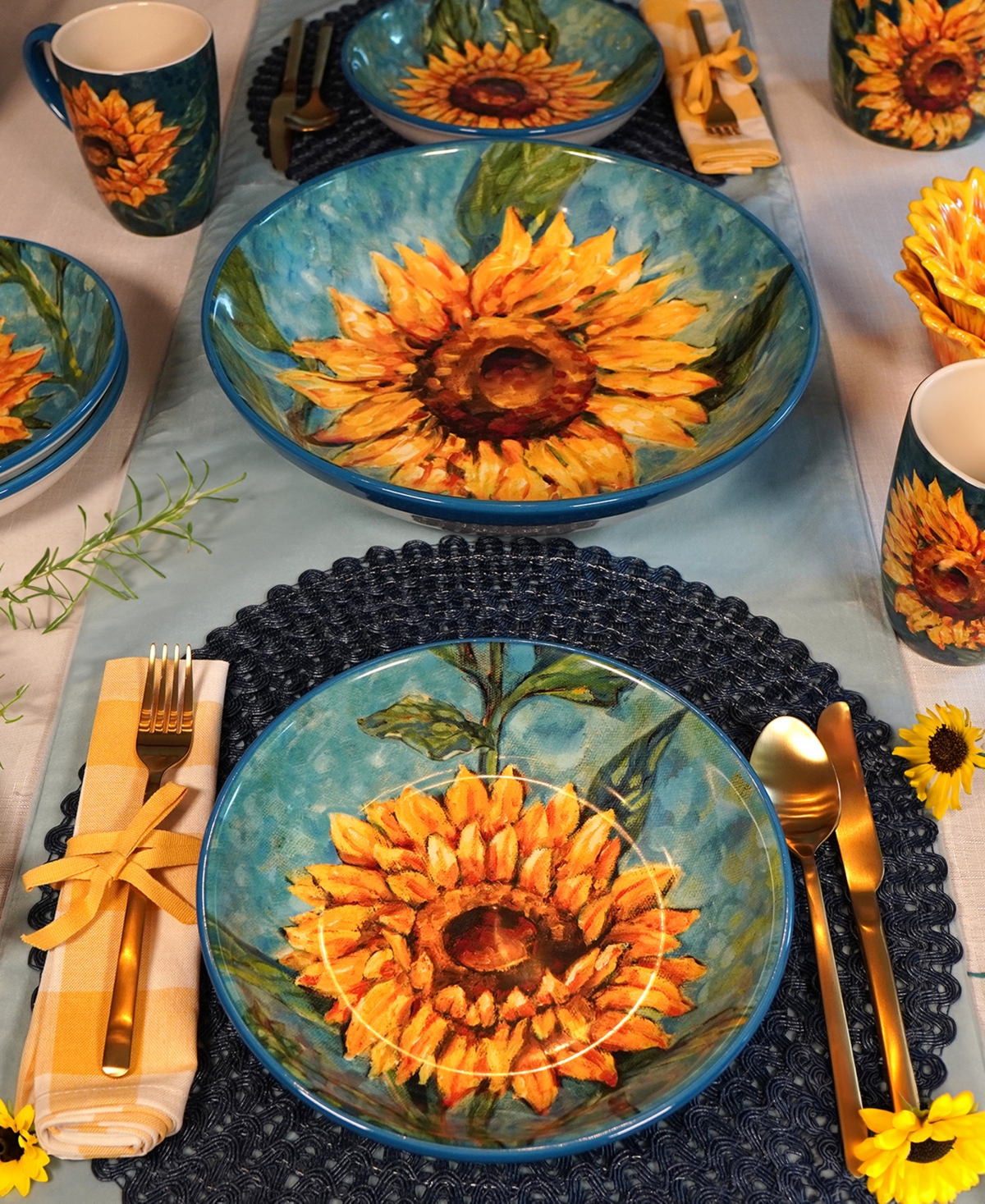 Certified International Golden Sunflowers Serving Bowl