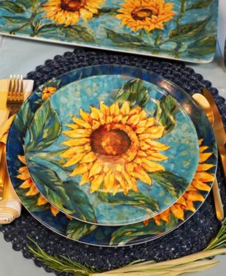 Golden Sunflowers Set of 4 Dinner Plates