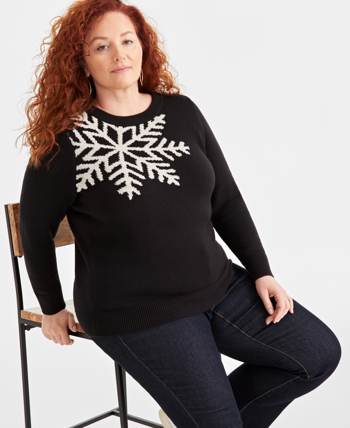 Style & Co Plus Size Whimsy Graphic Crewneck Sweater, Created for Macy's