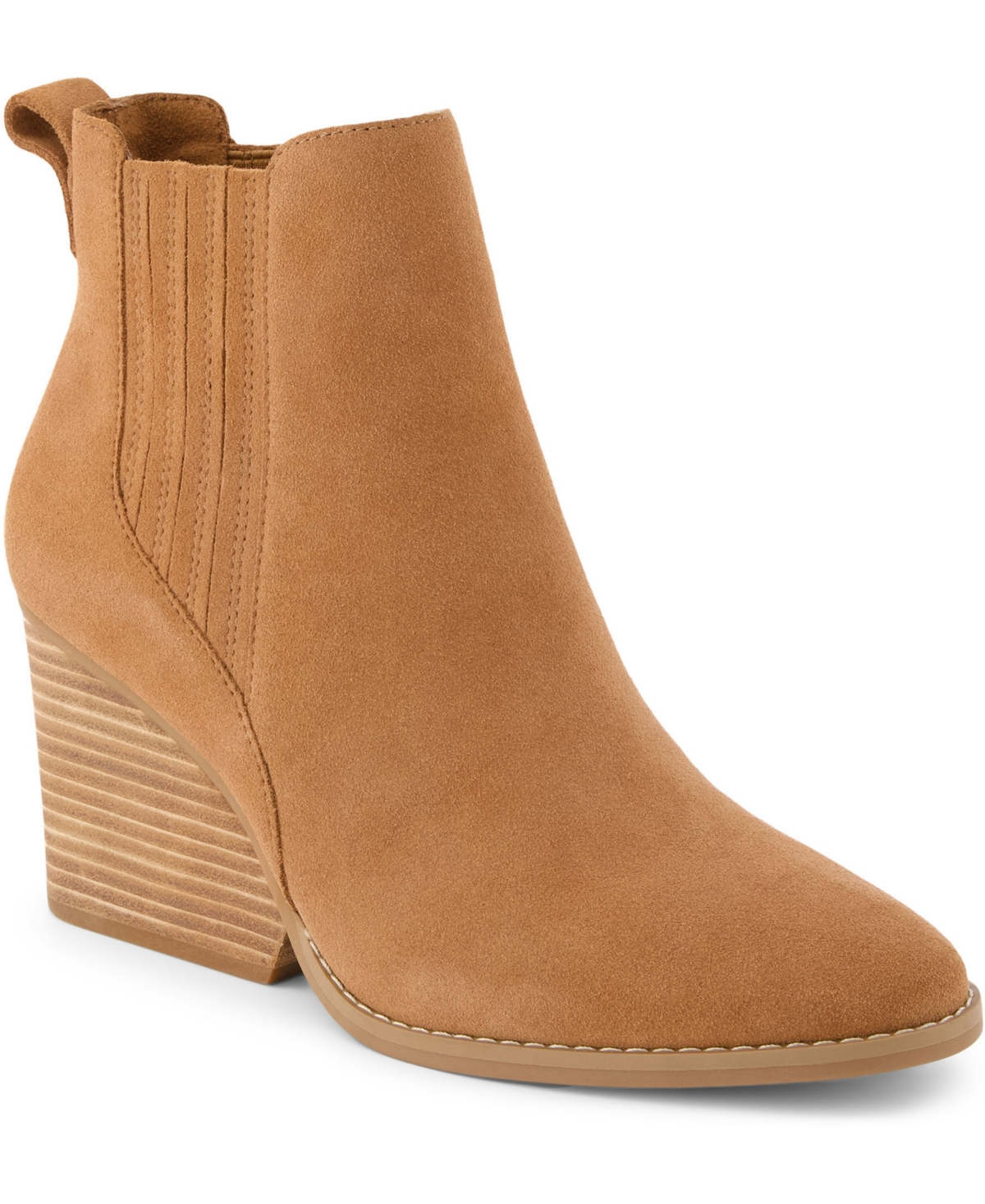 Shop Toms Women's Noa Suede Pull On Wedge Bootie In Tan Suede