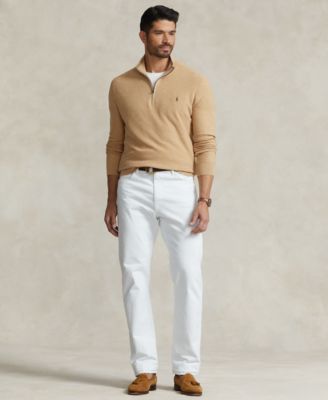 Men's Big & Tall Mesh-Knit Cotton Quarter-Zip Sweater