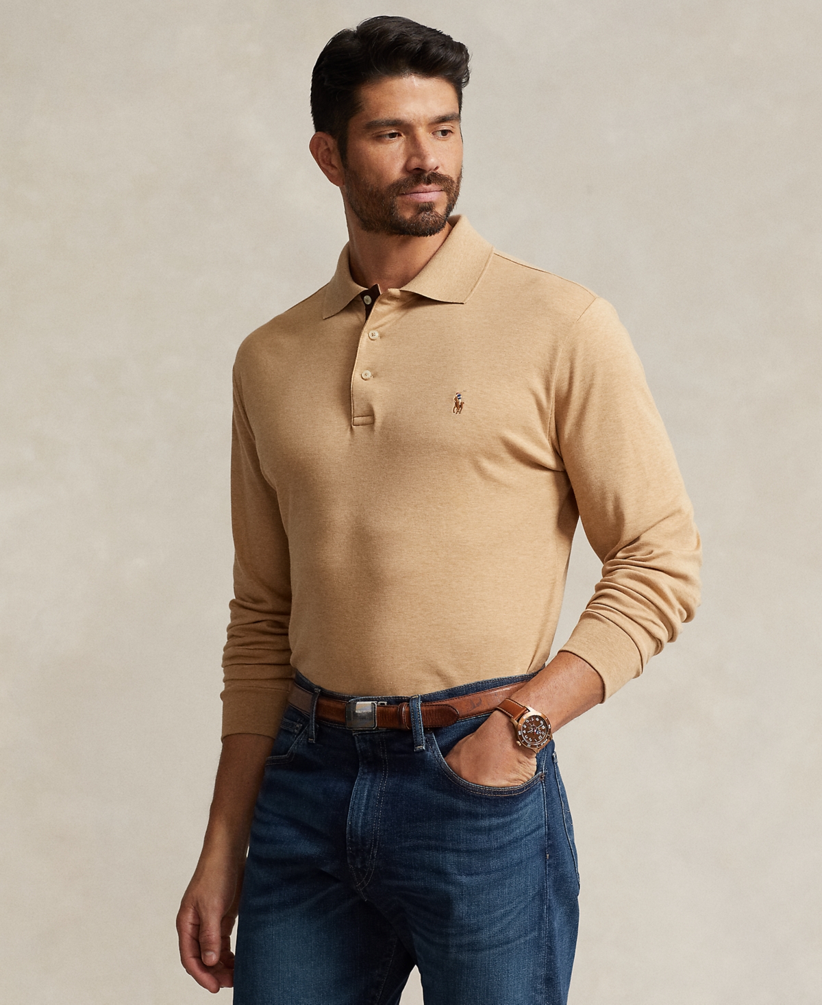 Polo Ralph Lauren Men's Big & Tall Soft Cotton Long-Sleeve Polo Shirt
