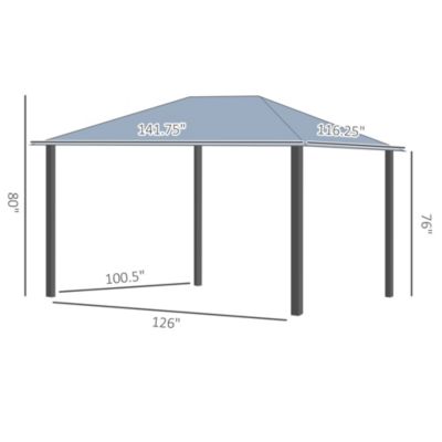 10'x12' Hardtop Aluminum Gazebo with Polycarbonate Roof