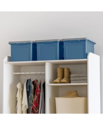 4Pack 35 Qt. File Organizer Plastic File Box for Letter/Legal File, Storage Bin with Durable and Secure Latching Lid, Stackable, Navy