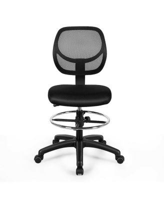 1Pc Adjustable Height Mid-Back Mesh Drafting Chair with Footrest – Ergonomic Swivel Office Chair
