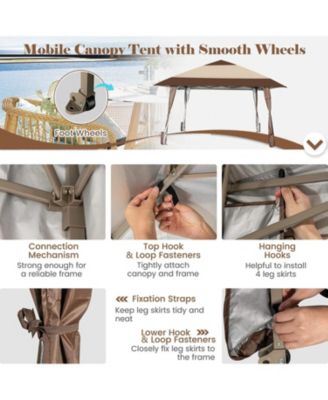 13 x 13 Feet Pop-Up Patio Gazebo with Wheels-Coffee
