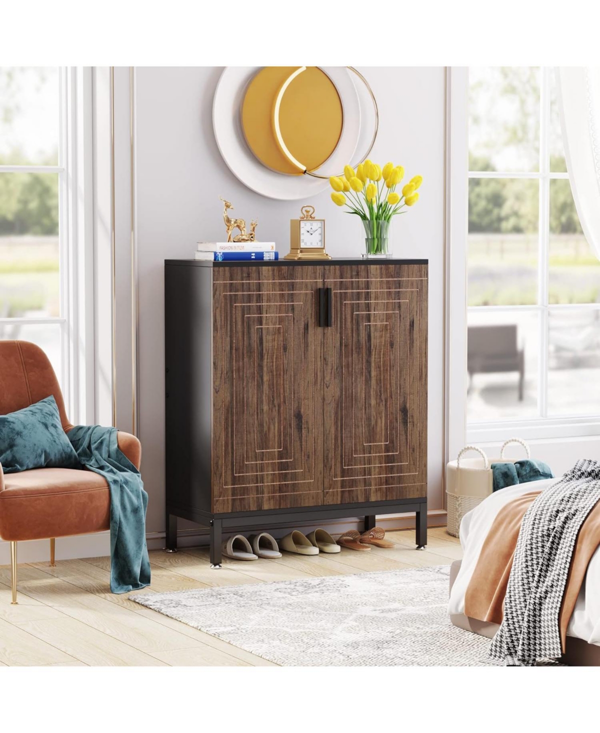 Tribesigns Shoe Cabinet with Doors, 20 Pairs Entryway Shoe Storage Cabinet with Shelves, 5-Tier Modern Free Standing Shoe Racks Storage Organizer for