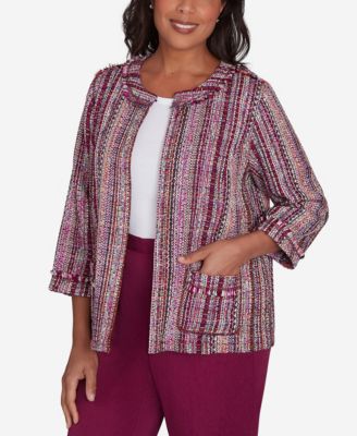 Petite Wine Country Fringe Textured Jacket