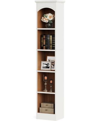 70.9" Tall Narrow Bookcase Set of 2, 5-Tier Cube Bookshelf with Storage, Modern Slim Corner Display Shelves for Home Office & Living Room