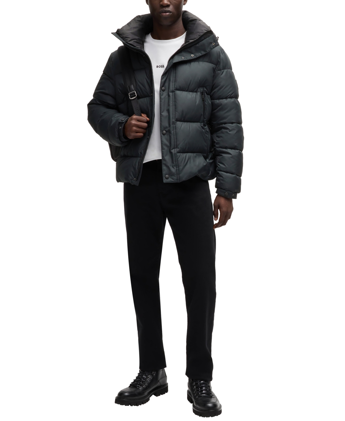 Hugo Boss Regular-fit Puffer Jacket In Water-repellent Fabric In Black