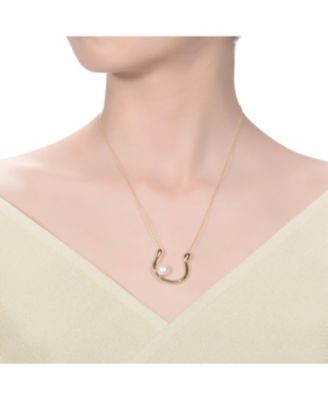 14K Gold Plated with Genuine Freshwater Pearl “U” Necklace