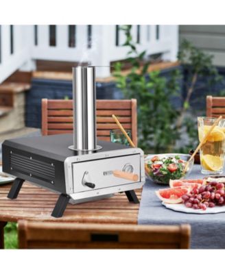 Outdoor Pizza Oven Portable Wood Pellet Pizza Stove with 12 Inch Round Rotatable Pizza Stone