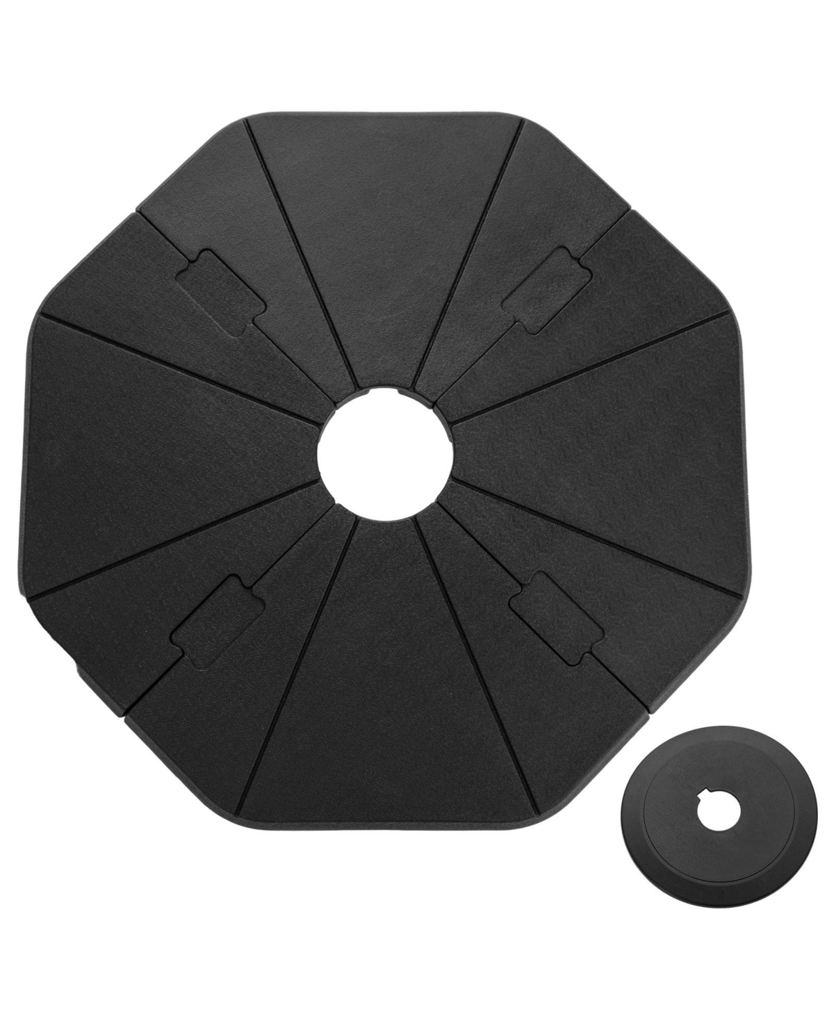 4-Piece Fillable Umbrella Base Stand for Garden Yard Poolside - Black