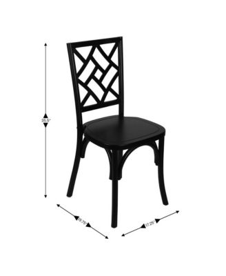 Mara Solid Wood Dining Chair With Stackable Design, Ornate Seat Back Accenting, And Elegant Finish