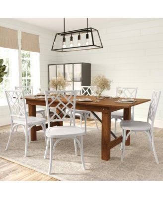 Mara Solid Wood Dining Chair With Stackable Design, Ornate Seat Back Accenting, And Elegant Finish