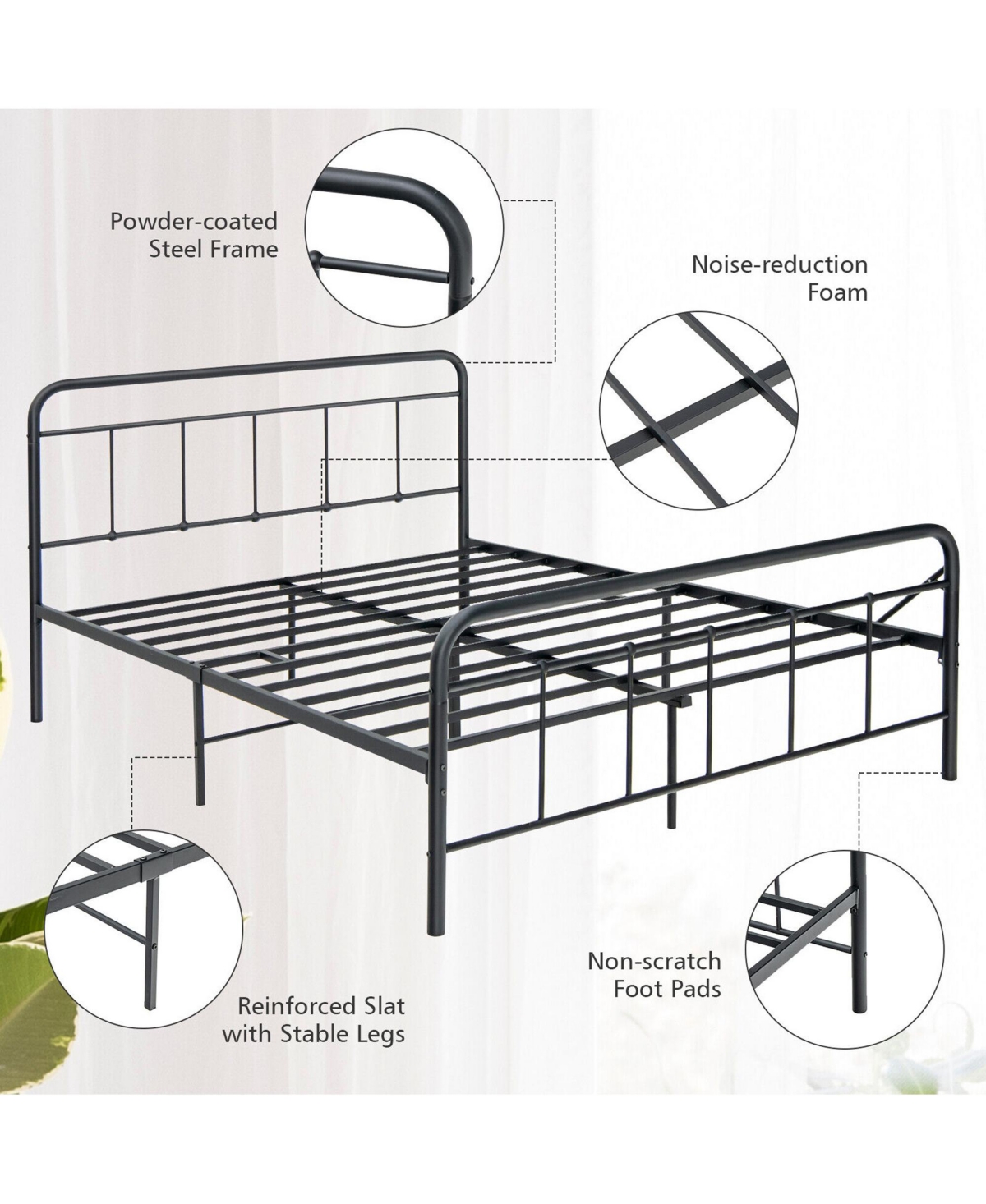 Gymax Full Size Heavy Duty Metal Bed Frame Headboard Platform Mattress Foundation