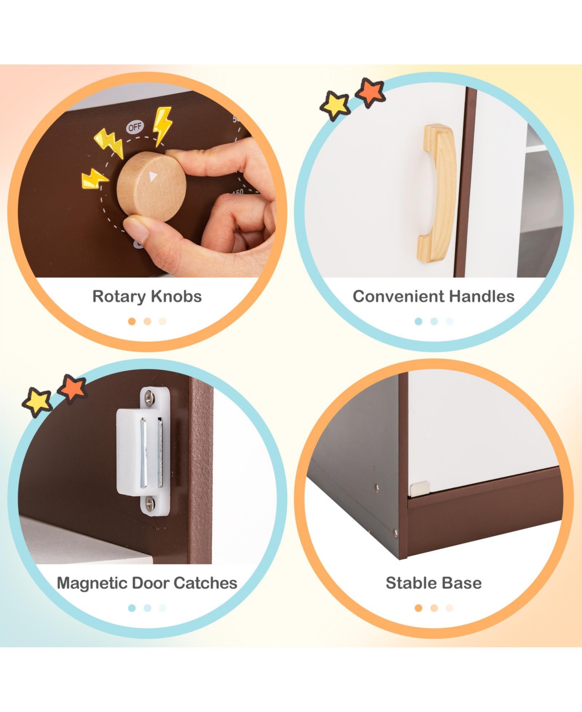 Costway Corner Play Kitchen with Ice Maker Microwave Oven for Kids 3+ Years Old Wooden Toy