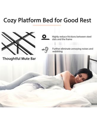 Full Size Steel Platform Bed Frame Headboard Heavy-Duty Mattress Foundation