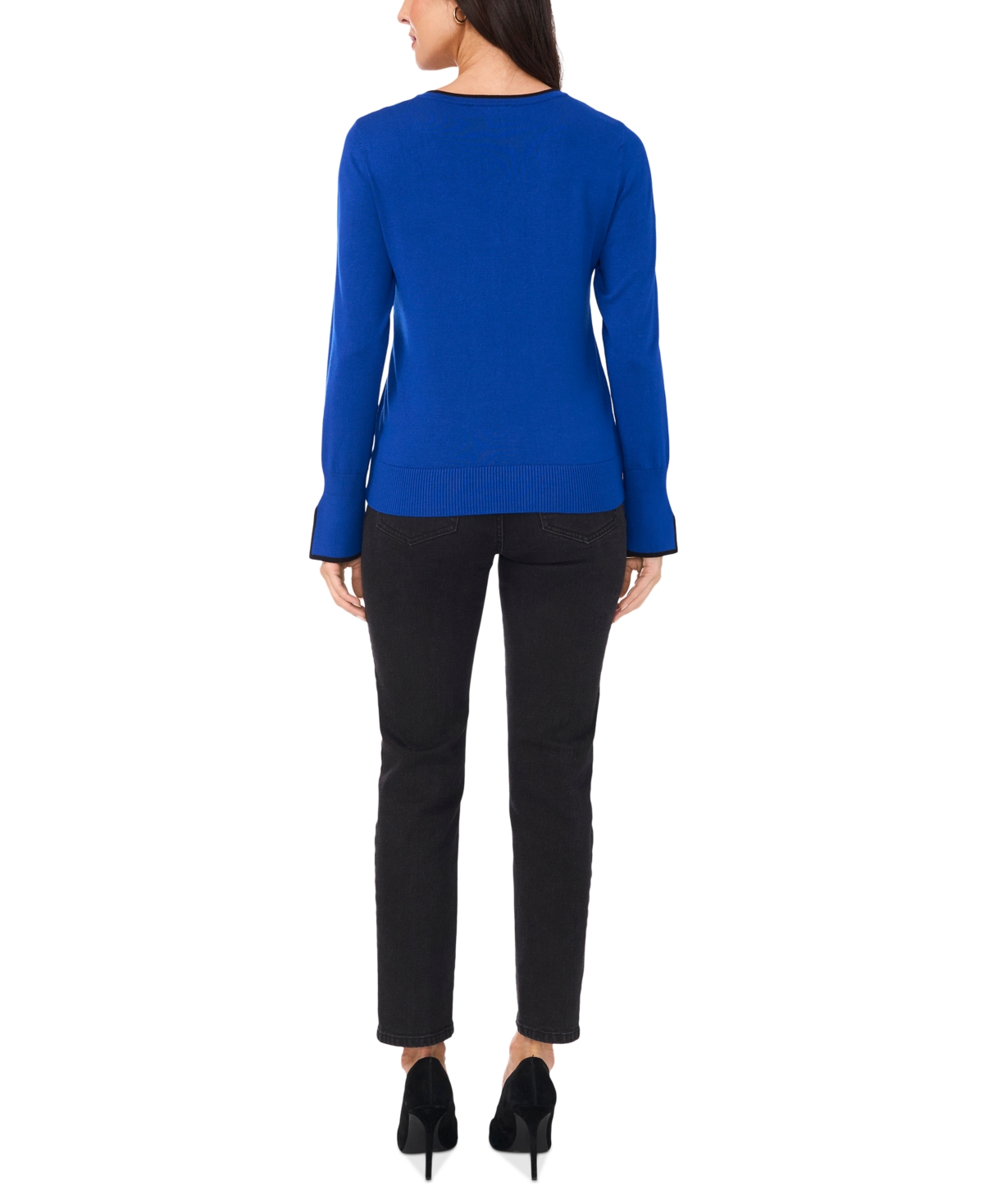 Sam & Jess Women's V-Neck Split-Cuff Long-Sleeve Sweater