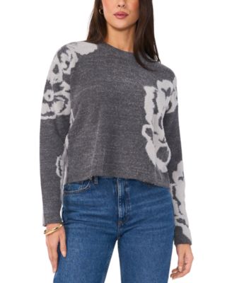Sam & Jess - Women's Jacquard Floral Crewneck Sweater