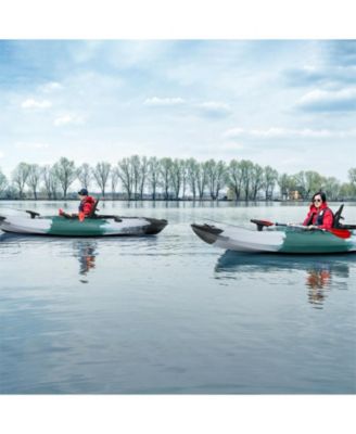 Sit-on-Top Fishing Kayak Boat With Fishing Rod Holders and Paddle-Gray