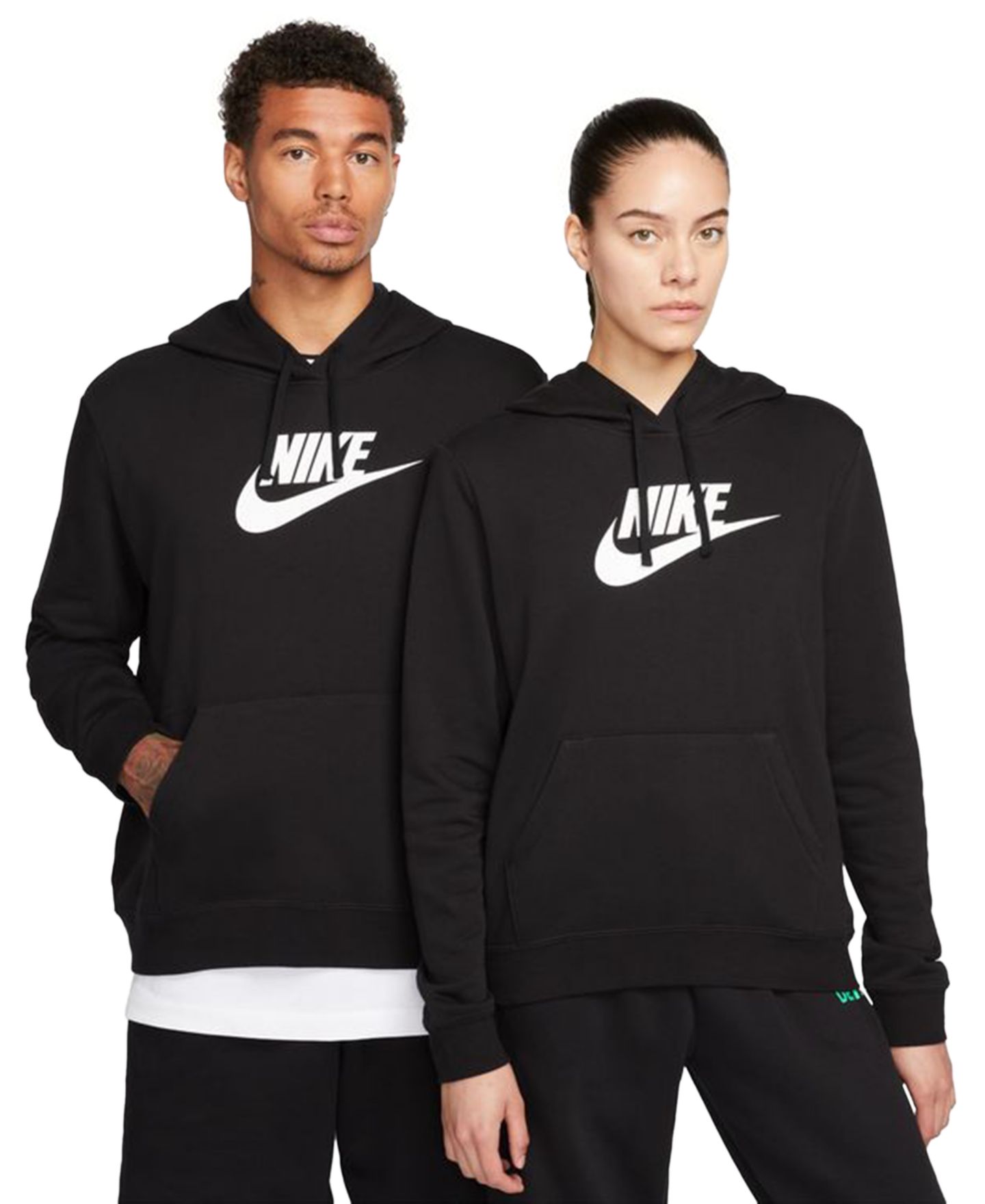 Женское худи Nike Sportswear Club Fleece Logo Pullover, цвет: Чёрный / Белый — фото 1