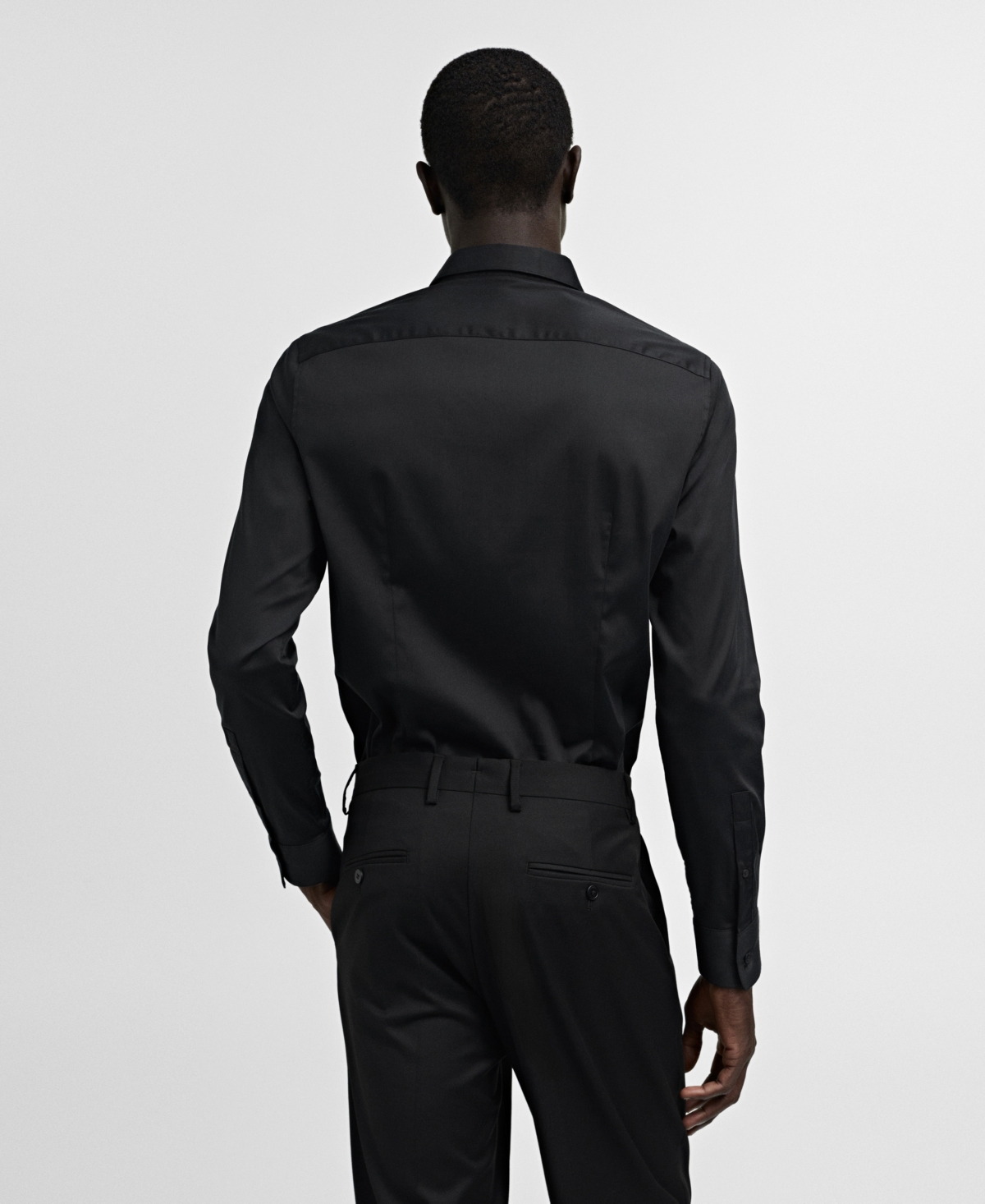 Mango Men's Slim-fit Cotton Poplin Dress Shirt In Black