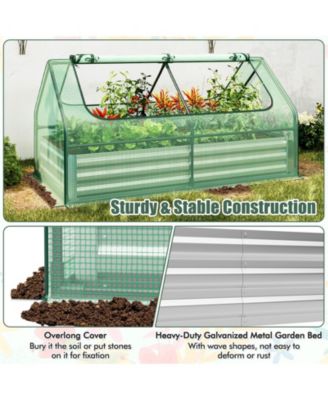 6 x 3 x 3 Feet Galvanized Raised Garden Bed with Greenhouse-Green