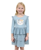Pink & Violet Toddler & Little Girls Kitty Tutu Dress - Sage