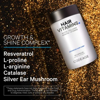 Hair Vitamins 10000 mcg Biotin, Keratin, Collagen, Vitamin A, B12, C, D3, E, Zinc, Turmeric, Probiotics, Enzymes, Inositol - Hair Care Support - Healthy Hair Supplement Pills - 120 Capsules