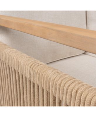 Arwen Modern Bohemian Roped Acacia Wood Outdoor Loveseat with Cushions