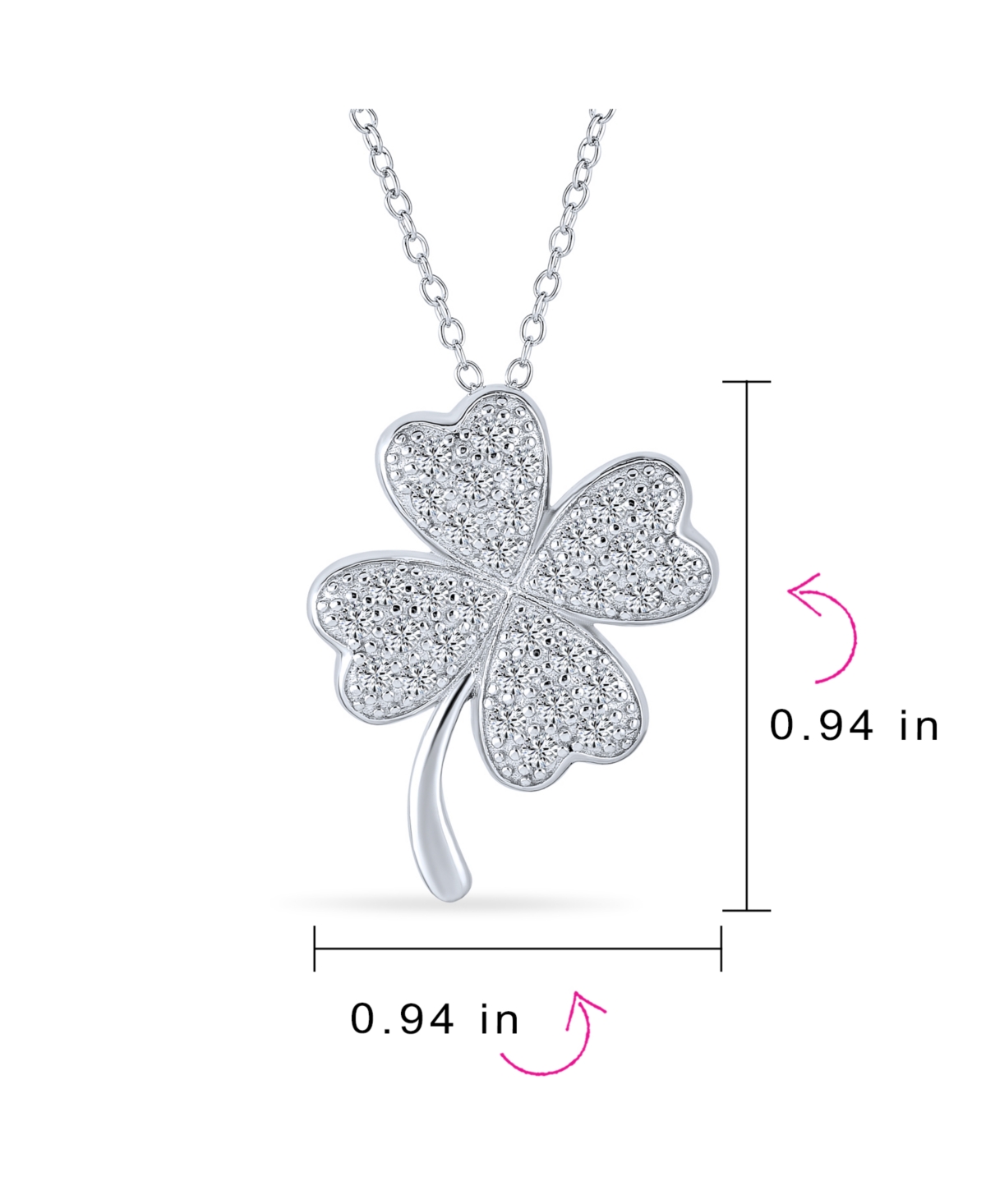 Bling Jewelry Irish Shamrock Lucky Charm Pave Cz Four Leaf Clover Pendant Necklace For Women Sterling- Silver