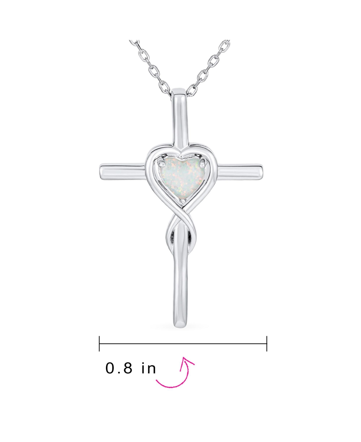 Bling Jewelry Timeless Religious Faith Hope Love Forever Synthetic White Opal Heart Infinity Cross Necklace Pendant Sterling- Silver
